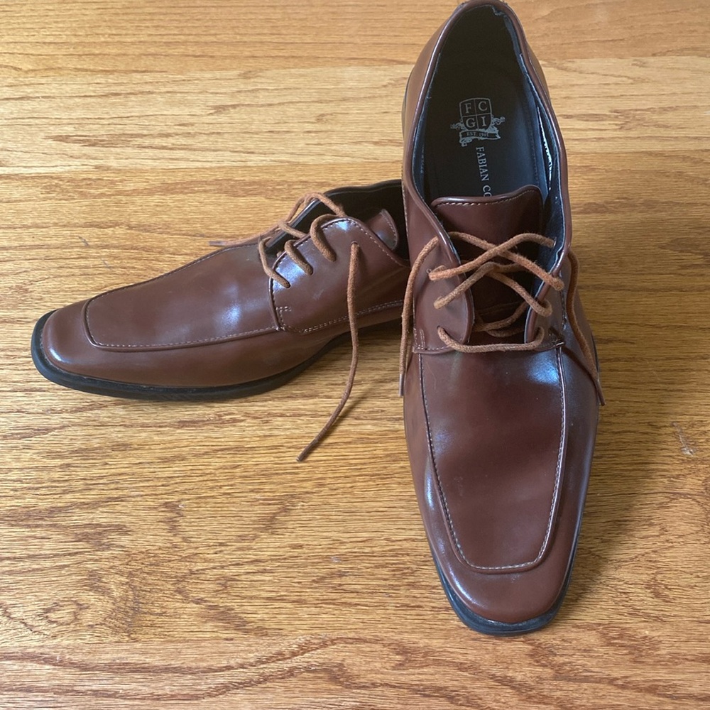 Men's Fabian Couture Monaco Brown Dress Shoes Oxfords Square Toe Lace Up 14M